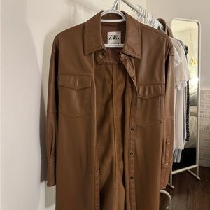 Zara Brown Faux Leather Jacket